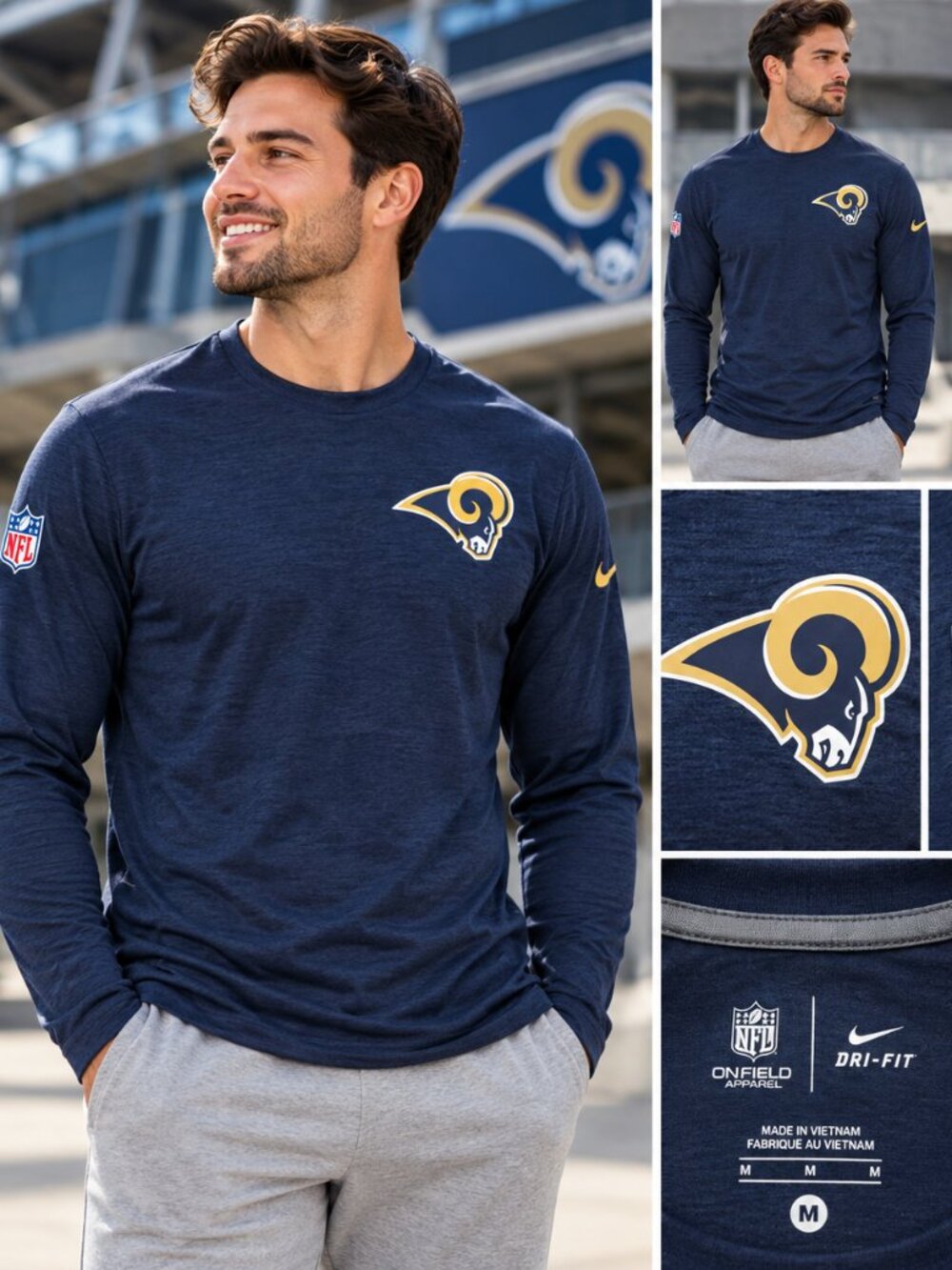 Nike Los Angeles Rams NFL Dri-FIT Long Sleeve Shirt – Men's Medium